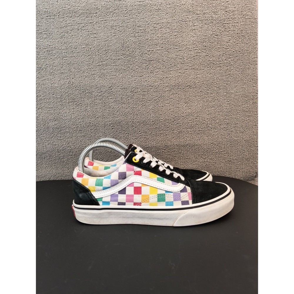VANS Sneakers Men's 7 Women's 8.5 Rainbow Checkered Leather